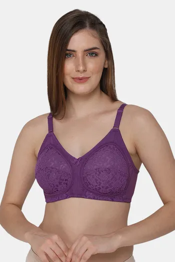 Buy Intimacy Double Layered Non Wired 3/4th Coverage Lace Bra - Magic Purple